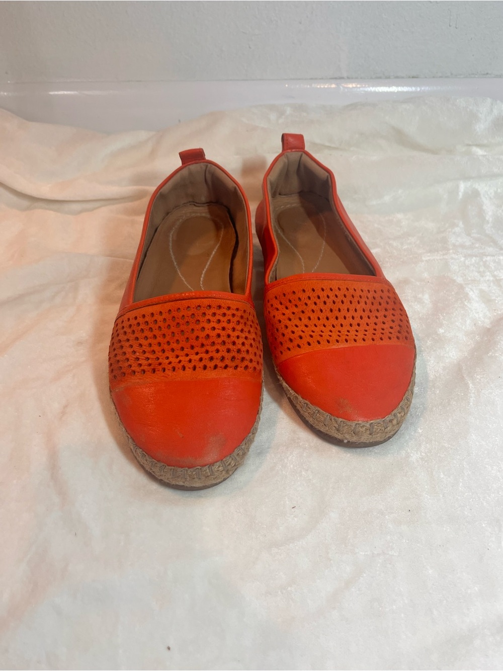 Clarks Artisan Orange Perforated Slip-On Espadrilles